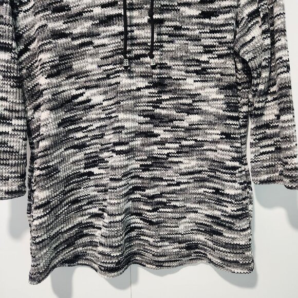 Alfred Dunner Black White Gray Long Sleeve Cowl Neck Pullover Sweater Small - Picture 5 of 7